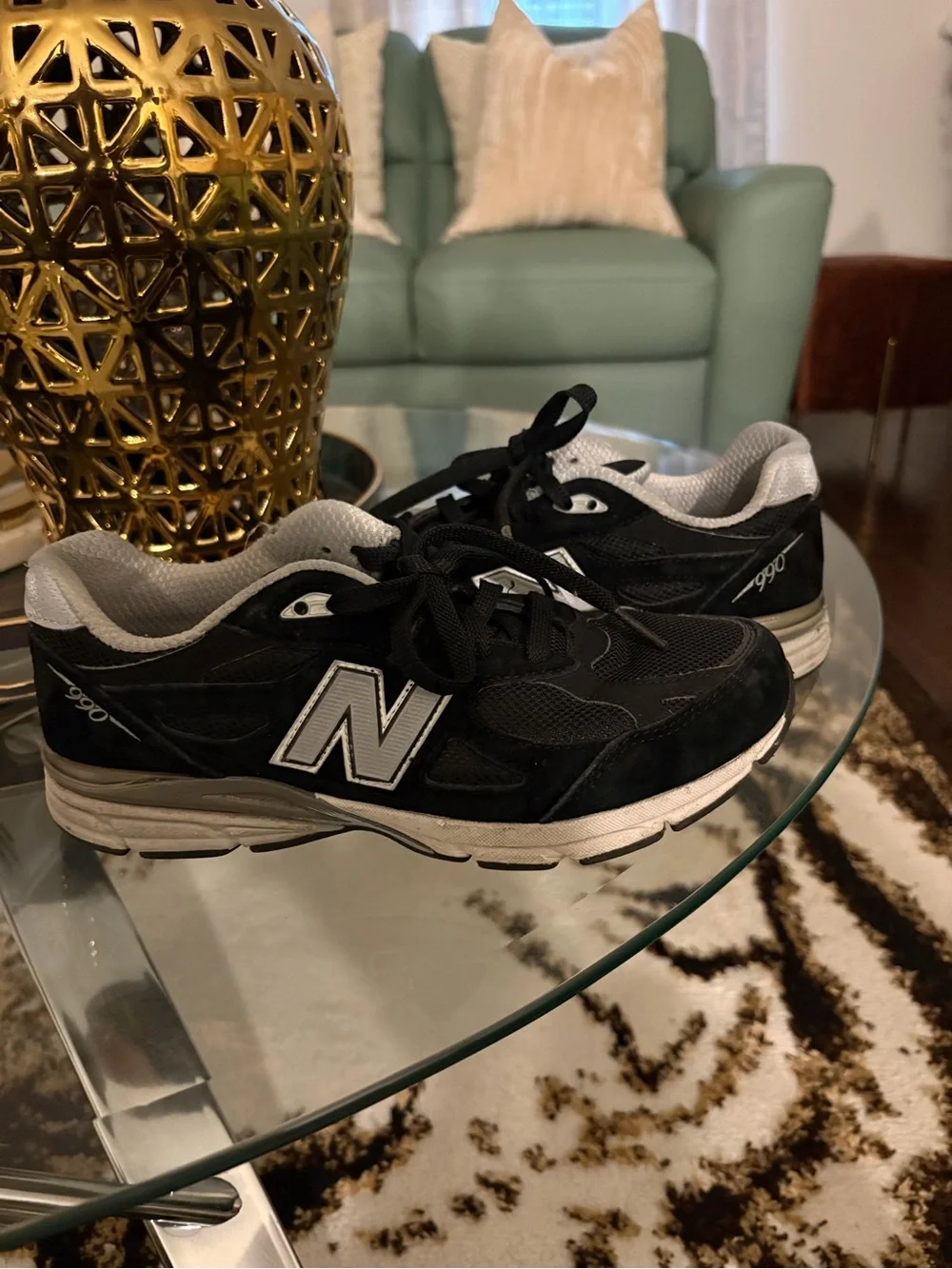 New Balance Kids Black and Gray 990 Sneakers
